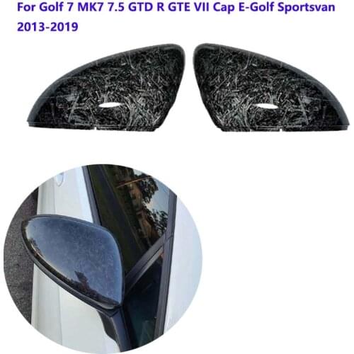 Car Forged Carbon Pattern Side Wing Mirror Cover Rearview Mirror Caps For Golf 7 MK7 7.5 GTD R GTE E-Golf Sportsvan 2013~2019