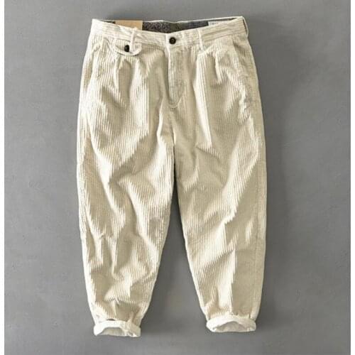 New Mens Pants Autumn Winter Men Cotton Corduroy Pants Solid Color Casual Safari Style Trousers Men Clothing