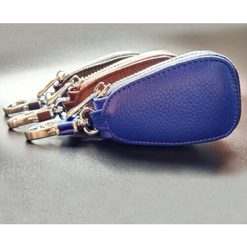 Cowhide Covers Key Holder Bags 2021 High Quality Genuine Leather Car Key Wallets Men Fashion Business Car Key Chain Zipper Case