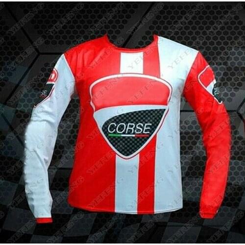 2021 Red Short Jersey Mens T-shirt For Ducati Moto Motorcycle Racing Team Mountain Bicycle Motocross Summer Long sleeve