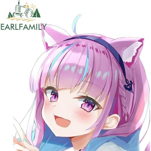 EARLFAMILY 13cm x 13cm for Hololive Minato Aqua Neko Car Stickers Fashionable Anime Decals Occlusion Scratch Vinyl Car Wrap