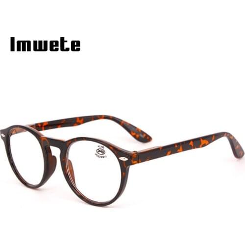 Imwete Retro Reading Glasses Men Women Round Glasses for Read Female Black Red Eyeglasses Vintage Ultralight Glasses Frame