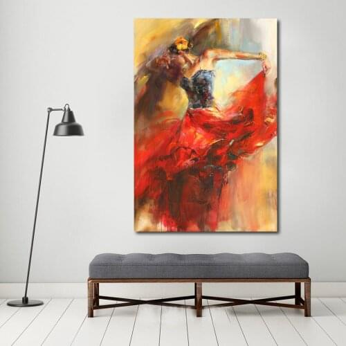 JQHYART Paintings On Canvas Red Dress Ballet Dancer Modern Wall Pictures For Living Room Home Decor No Frame Painting