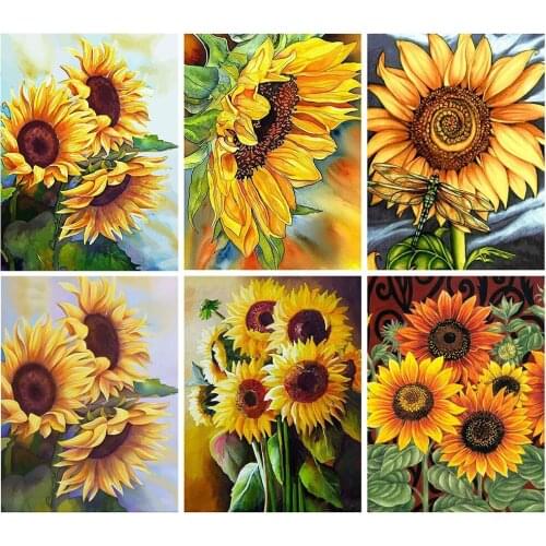 Canvas Size Kamy Yi 5D Diamond Painting Sunflower Mosaic Vase DIY Diamond Embroidery Cross Stitch Flower Handicraft Home Decor