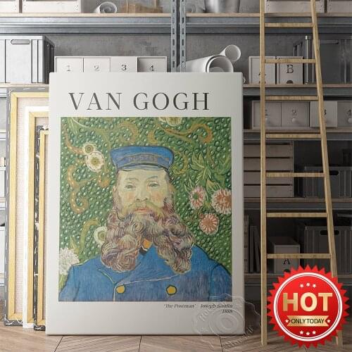 Vincent Van Gogh Exhibition Museum Poster, Self Portrait Retro Art Prints Wall Stickers, Classic Canvas Painting Home Decor Gift