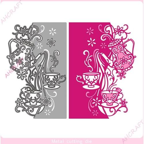 Tea cup Lace Frame Metal Cutting Dies for DIY Scrapbooking Photo Album Decorative Embossing PaperCard Crafts Die 2021