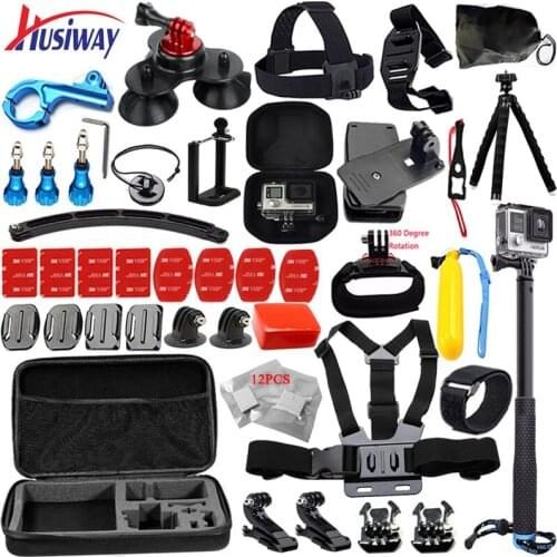 Husiway for Gopro Accessories set / go pro hero 6 5 4 3 Session kit mount for xiaomi yi camera / eken h8r tripod 19A
