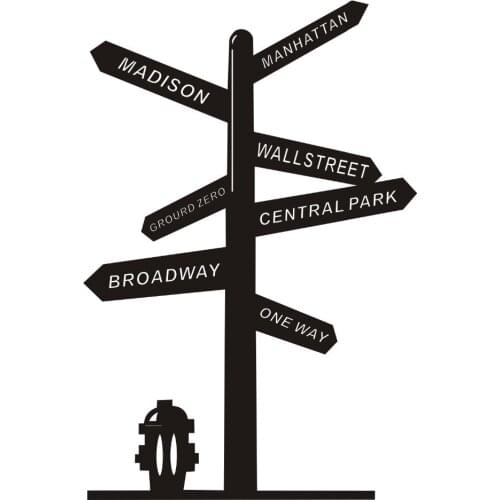 Wall Decal Vinyl Sticker Signpost US New York Broadway Wall Street Central Park Removable House Home Living Room Decor WW-304