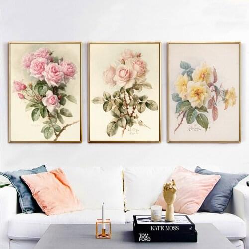 Nordic Art Wall Poster Printing Canvas Painting Retro Simple Flower Painting and Printmaking Home Decoration Living Room Mural
