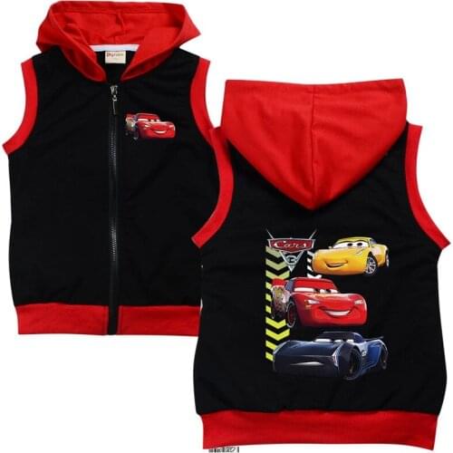 Disney New Autumn Casual Printed Car 95 Vest Sleeveless Top Girl Jacket Girl Vest Child Jacket 2-15 Years Old