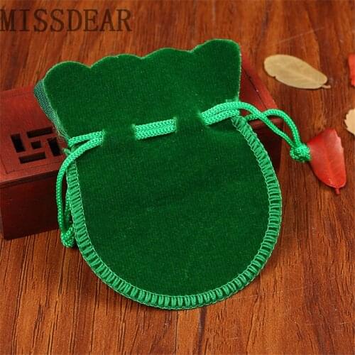 Wholesale 100pcs/lot 7x9cm Drawstring Green Velvet Bag Small Gourd Gift Pouches Favor Necklace Charms Jewelry Packaging Bags