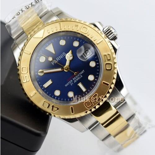 Parnis mans mechanical watch 41mm sapphire glass automatic date window waterproof Watch top gift