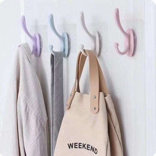 1pcs Plastic Kitchen Adhesive Hooks Shelf Hanger Organizer Racks Wall Hanging Door Bathroom Clothes Towel Rails Holder