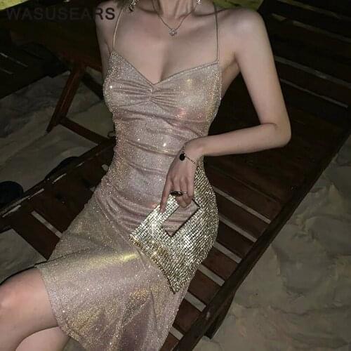 Spaghetti strap dress mini sexy dresses party night club dress 2020 sparkly dresses lace up women asymmetrical dresses backless