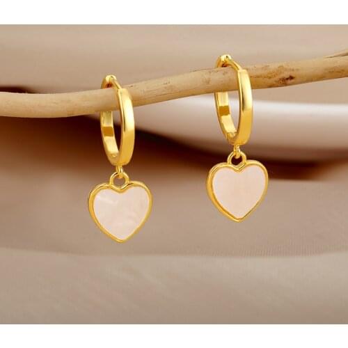 Heart Pendants Aesthetic Earrings For Women Vintage Hoop Earrings Sweet Korean Style Cute Charms Fashion Jewelry Gift For Friend