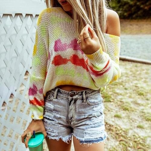 Casual Sexy Sweater Fall/winter Womens Pullover Sweater Contrast Stitching Sweater Streetwear Warm Outerwear 2021