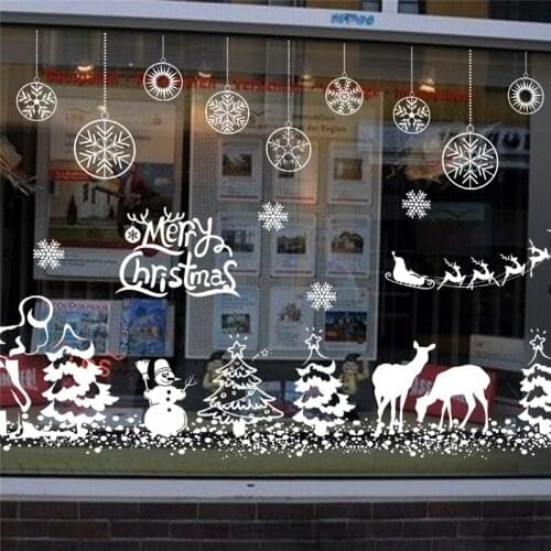 Celebrate Christmas Wall Stickers For Store Office Home Decor White Xmas Festival Theme Wall Mural Art Diy Window Decal