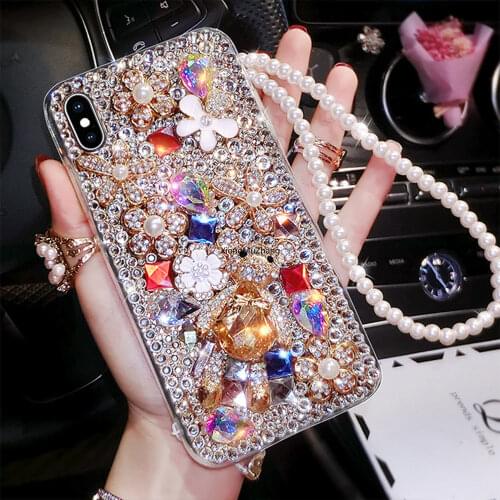 Luxury Bling Jewelled Rhinestone Case for Google Pixel 4 XL 2 2XL 3 3XL 3A 3A XL 4 4A 5 5A Cartoon Crystal Diamond Cover