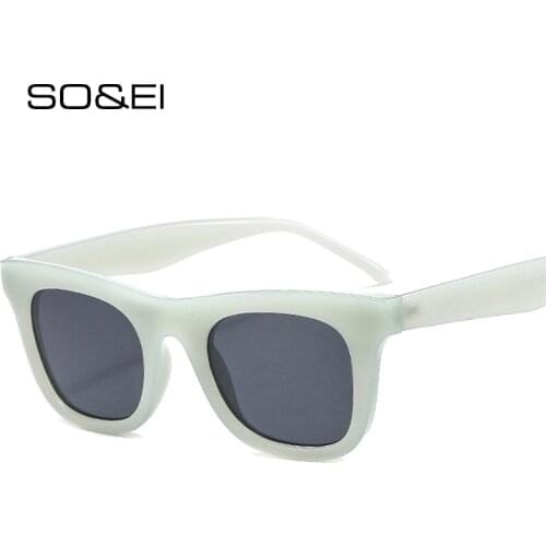 SO&EI Ins Popular Fashion Square Women Sunglasses Vintage Jelly Color Eyewear Men Leopard Tea Sun Glasses Shades UV400