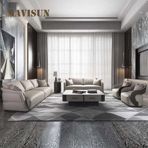 Modern Simple Sofa And Coffee Table Combination Furniture Top Graded Italian Genuine Leather Sofa Sectional In High Quality