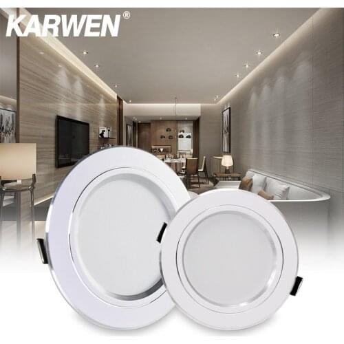 KARWEN LED Downlight AC 220V 230V 240V White Body Ceiling light 5W 9W 12W 15W 18W Lampada Led spotlight for Bedroom room