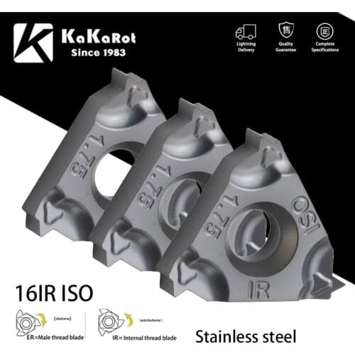 KaKarot MMT16IR 1.0/1.25/1.5/1.75/2.0/2.5/3.0ISO Carbide Insert Thread Turning Tool Insert For SER CNC Lathe Stainless-Steel