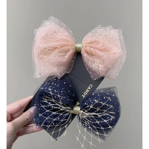 1PCS Sweet Children Big Bowknot Hairpin 4 Colour Mesh Butterfly Flowers Girls kids Princess Girls Hair Clips Headwear