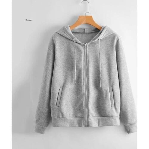 Women Casual Solid Long Sleeve Zipper Pocket Shirt Hooded Sweatshirt Tops Female Hoodies Streetwear Sudadera Mujer
