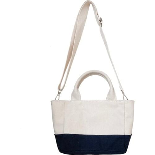 2021 New Small Womens Bags Korean Preppy Style Female Handbags High Quality Cotton Canvas Youth Shoulder Bag Whole Sale