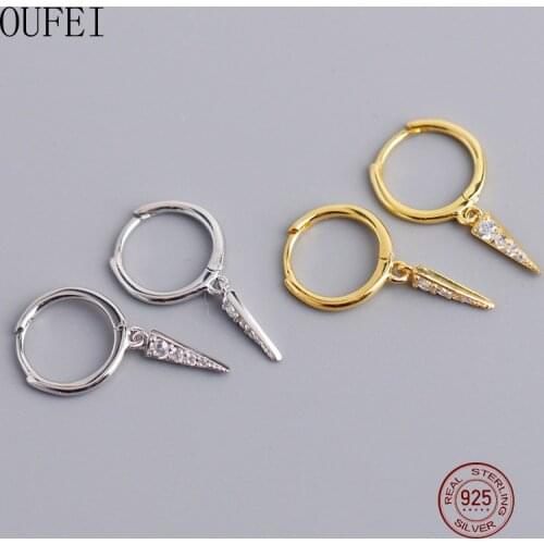 OUFEI Geometric Earrings For Women 925 Sterling Silver Earrings Crystal Cone Korean Round Drop Earring 2020 New Jewelry