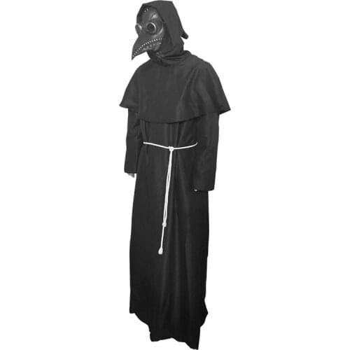 Plague Doctor Cosplay Costume Doctor Bird Cloak Hooded Robe Medieval Steampunk Mask Dress Halloween Costumes for Adult Outift