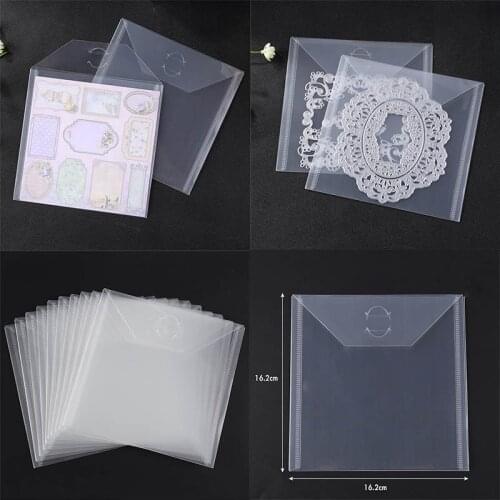 10pcs/set 6.4x6.4inch Plastic Folder Bags For Storage Patterned Paper Pack Cutting Dies Stamps Organizer Holder Transparent Bags