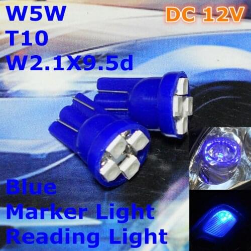 12V LED Blue Color Car Bulb Lamp T10(4*1210 SMD Lamp)W5W W2.1X9.5d for Front Top Reading Signal Parking Light