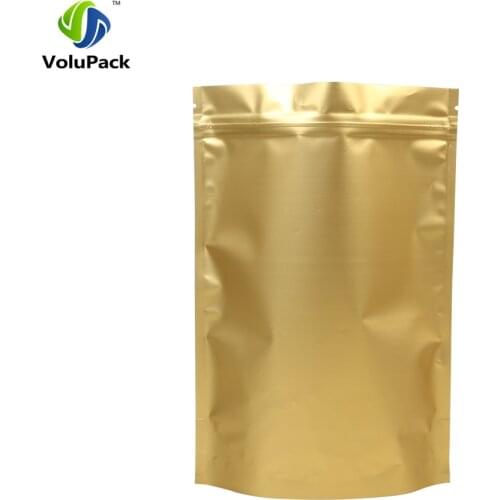 16x22cm(6.25x8.75in) 100pcs Gold Mylar Foil Heat Sealing Zipper Top Packing Stand Up Storage Packing Bag With Zipper
