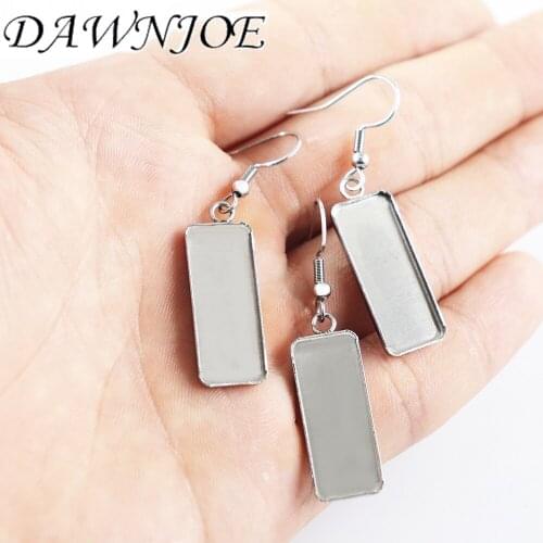 10pcs/lot 10x25mm Stainless Steel Cabochon Blank Base tray DIY Jewelry Making Earrings cabochon Jewelry Finding