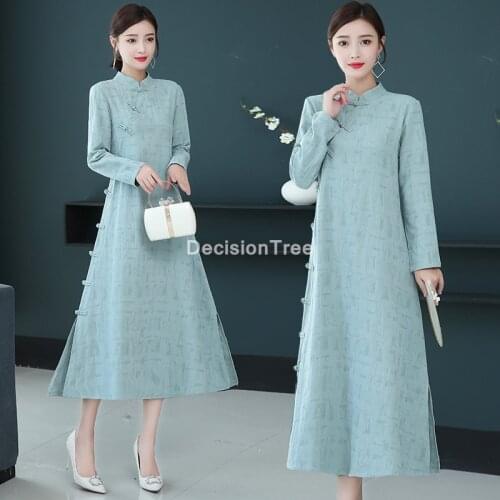 2021 vintage loose mesh qipao elegant women cheongsam dress folk style traditional chinese qipao dress elegant party dress