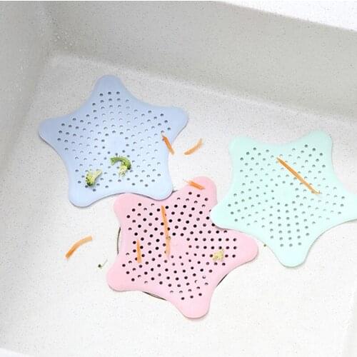 3pcs TPR Floor Drain with Suction Cup for Kitchen Washbasin Bathroom Five-Pointed Star Sink Anti-Clogging Filter ALI88