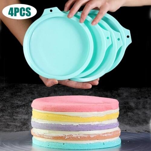 4Pcs 6/8 Inch Non-stick Silicone Round Rainbow Cake Mold Baking Pan Set Silicone Pizza Mold for Rainbow Cake Decoration