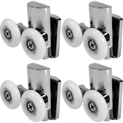 4Pcs Shower Door Wheels 23mm Shower Door Rollers Heavy Duty Zinc Alloy Dual Wheel for Both Flat Sliding Shower Doors