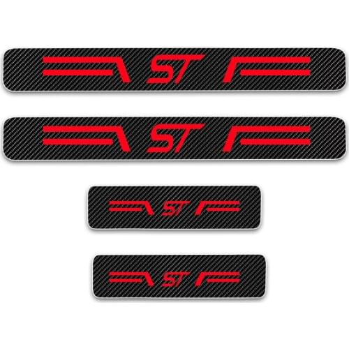 4D Carbon Fiber Vinyl Sticker for FORD FIESTA FOCUS MONDEO ST Door Sill Protector Car Door Sill Welcome Pedal Stickers 4Pcs