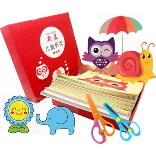 40pcs Children Cartoon DIY Colorful Paper Cutting Folding Toys Kingergarden Kids Educational Art Craft With Scissor Tools Gifts