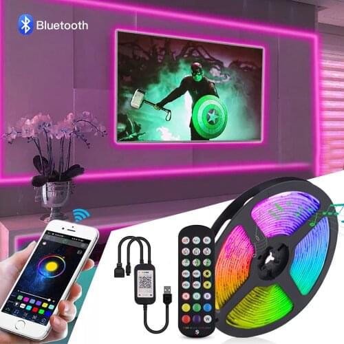 5V Bluetooth LED Strip Light USB Powered 5050 RGB LED Tape Waterproof LED Ribbon IR Control LED Rope Light Blacklight for Decor