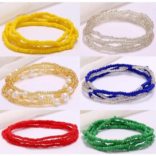 6Pcs/Set Belly Waist Chains Women Sexy Bikini Beach Chain Strand Charms Vintage Beads Waistband Bohemia Sumemr Party Jewelry