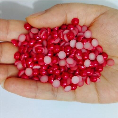 Scarlet Half Round Pearl Rhinestone Crystal Non Hotfix Flat Back Rhinestones Trim Accessories for Nail Art Rhinestones