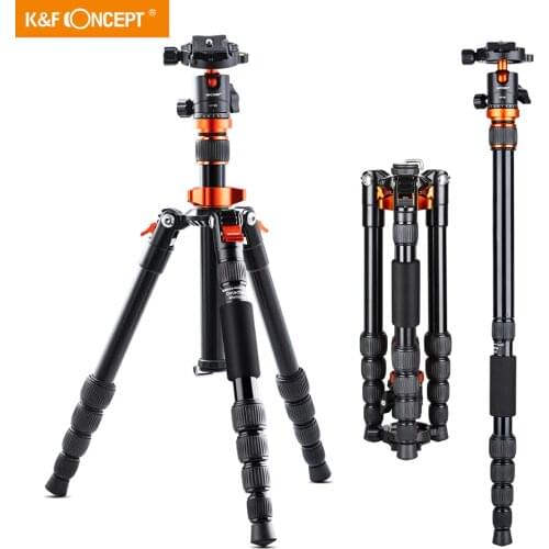 K&F CONCEPT Aluminum Camera Tripod Professional Portable Travel Alloy 5-Sections Tripod Stand for Canon Nikon DSLR Digital Cam