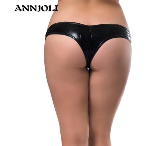 ANNJOLI 6XL Plus Size Sexy Latex Briefs Erotic Underwear 5 Colors Crotchless Leather Briefs Women Porn Panties Sexy Lingerie