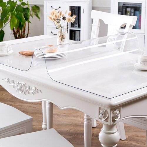 Booksew 1.0mm PVC Table Cloth Glass Soft Tablecloth Transparent Easy to Clean Waterproof Oilproof For Kitchen Dining Cover Mat