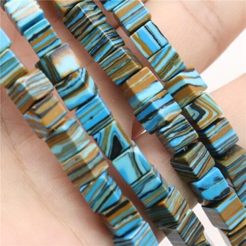 High Quality Blue Turquois 6mm 8mm Square Loose Beads Semi Finished DIY Necklace Bracelet Jewelry Making Y506 Free Shipping