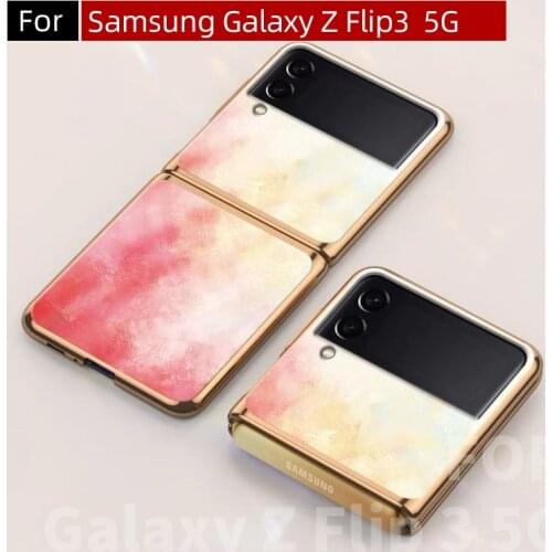 For Samsung Galaxy Z Flip3 Case, Glass Back Plate Electroplated Border High-End Luxury Phone Case for Galaxy Z Flip 3 5G