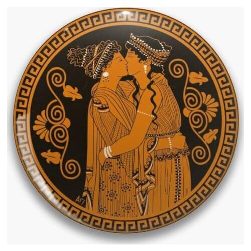 Ancient Greek Lesbians Kiss Soft Button Pin Jewelry Cartoon Hat Creative Women Lover Cute Funny Decor Gift Brooch Lapel Pin